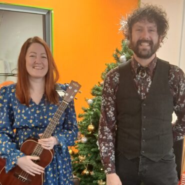 Joe Kelly and Shiftypop in Newport City Radio's HQ.