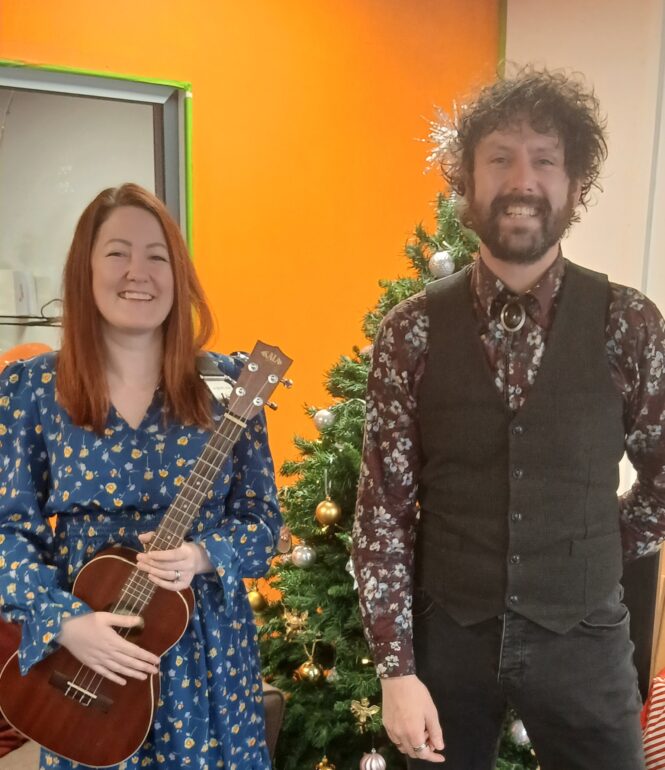 Joe Kelly and Shiftypop in Newport City Radio's HQ.