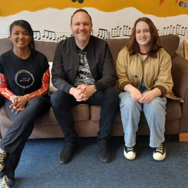 Zoila, Ramone and Amber sat in Newport City Radio