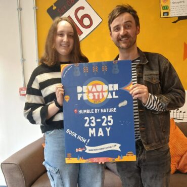 Amber and Scott stood in Newport City Radio