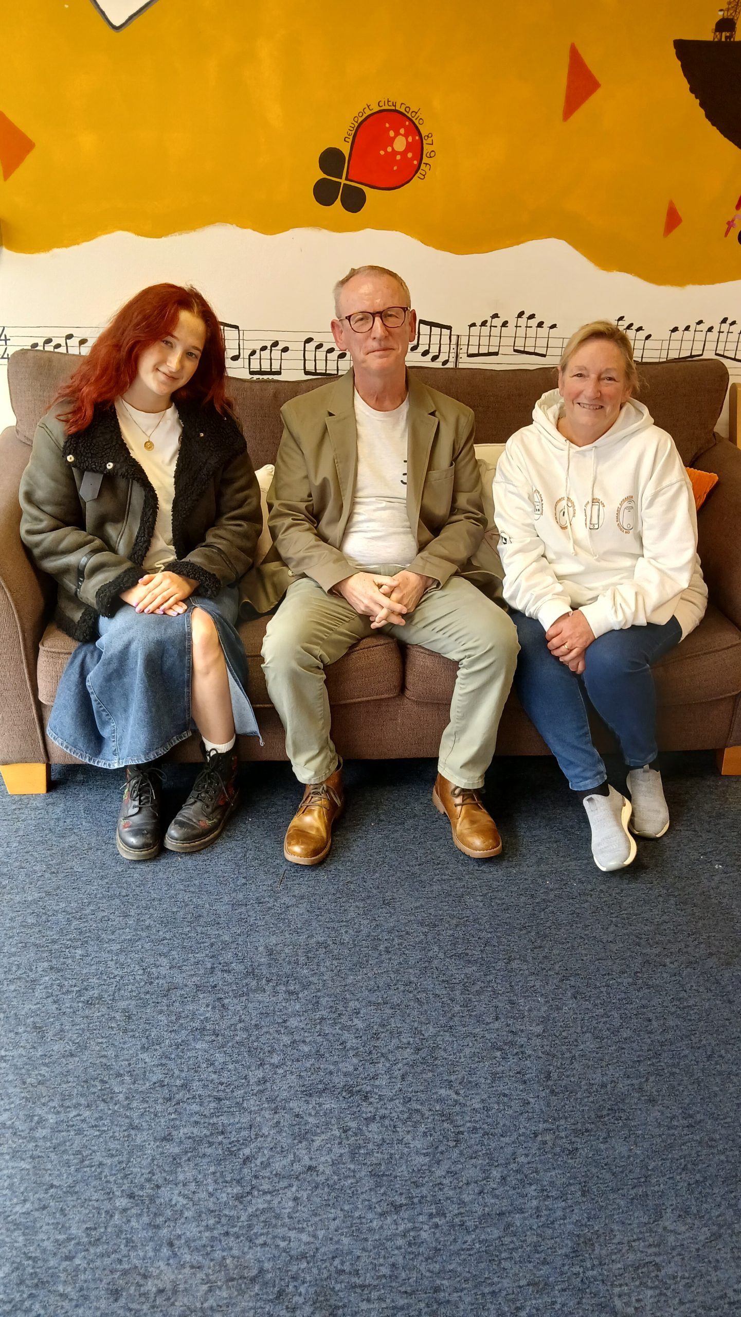 Chloe, Paul and Kym sat in Newport City Radio