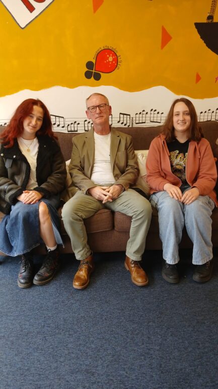 Chloe, Paul and Amber sat in Newport City Radio