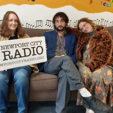 Amber, Tom and Alys sat in Newport City Radio.