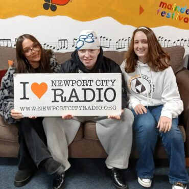 Meela, Meg and Amber sat in Newport City Radio