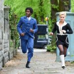 Doctor Who, Series 1. Episode 2, Ncuti and Millie as the Doctor and Millie dressed in 1960's era clothing