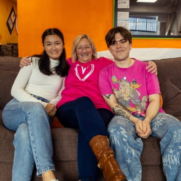 Milly, Kym and Matt sat together.