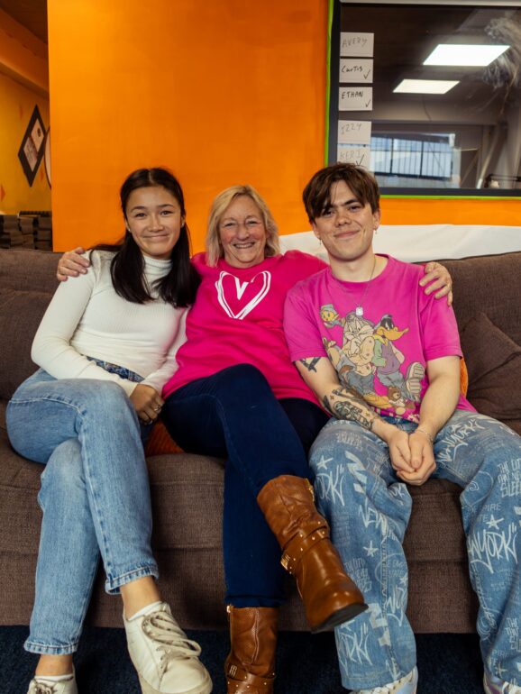 Milly, Kym and Matt sat together.