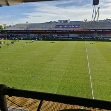 Photo of Rodney Parade pitch from the commentary box